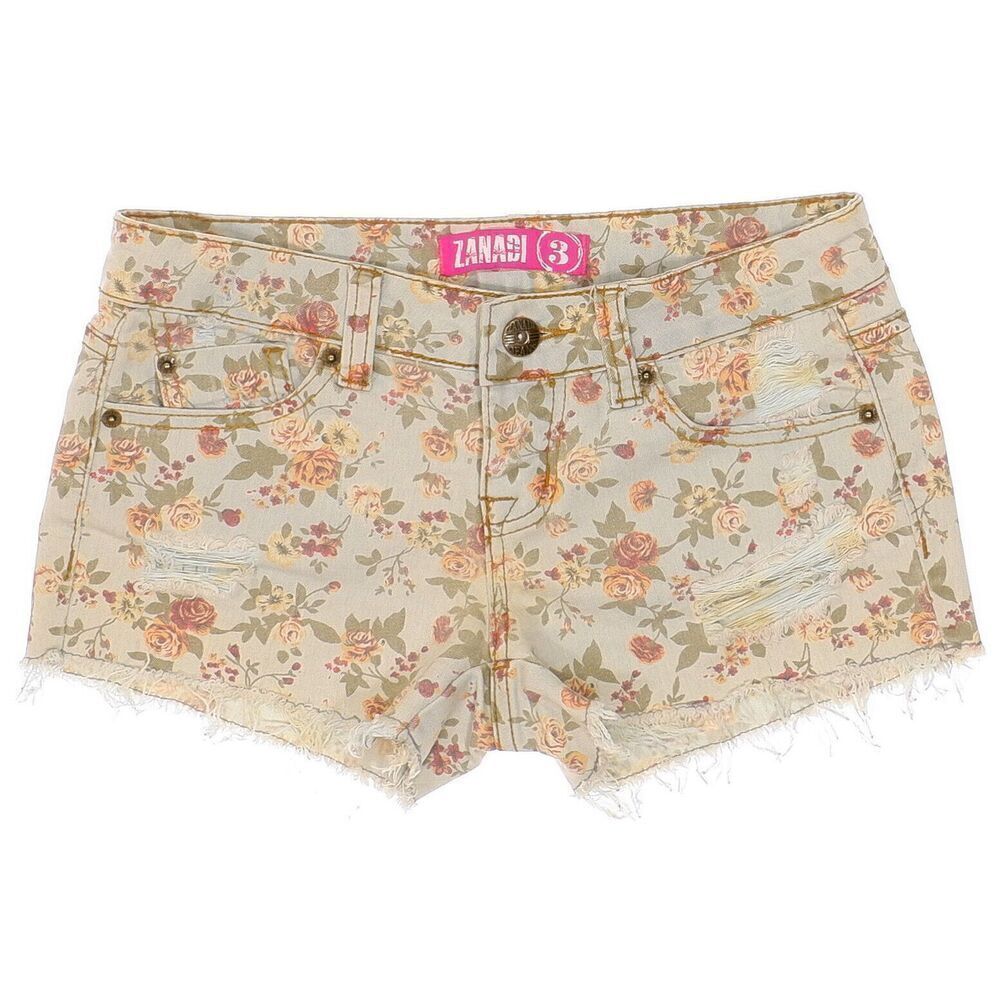 Zana Di Cut Offs Shorts Size 3 Juniors Distressed Floral Denim Stretch W28